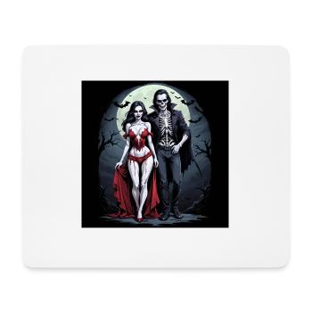 Vampire Couple Halloween Citrouille Chauve-souris Costume - Tapis de souris (format paysage) - blanc - Devant