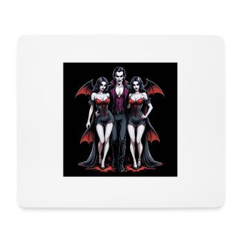 Vampire Couple Halloween Citrouille Chauve-souris Costume - Tapis de souris (format paysage) - blanc - Devant
