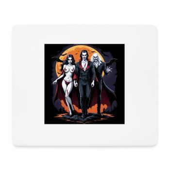 Vampire Couple Halloween Citrouille Chauve-souris Costume - Tapis de souris (format paysage) - blanc - Devant
