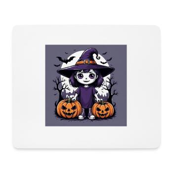 Sorcière mignonne Halloween citrouille cadeau cimetière - Tapis de souris (format paysage) - blanc - Devant