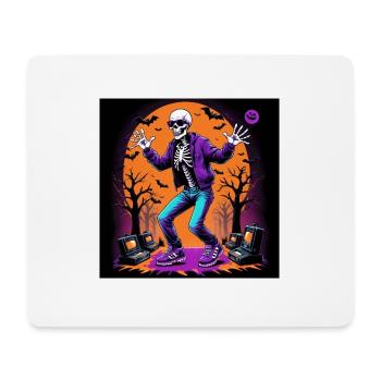 Skeleton Halloween Dance Cemetery Pumpkin Retro - Mouse Pad (horizontal) - white - Front
