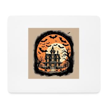 Ghost Castle Halloween Pumpkin Bat - Mouse Pad (horizontal) - white - Front