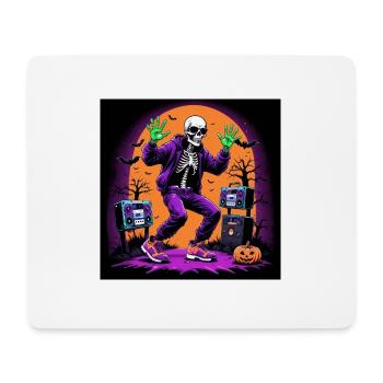Skeleton Halloween Dance Cemetery Pumpkin Retro - Mouse Pad (horizontal) - white - Front