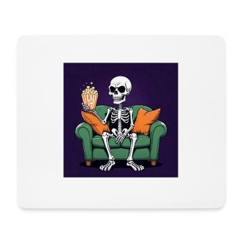 Squelette Coach Popcorn Halloween Cadeau Drôle - Tapis de souris (format paysage) - blanc - Devant