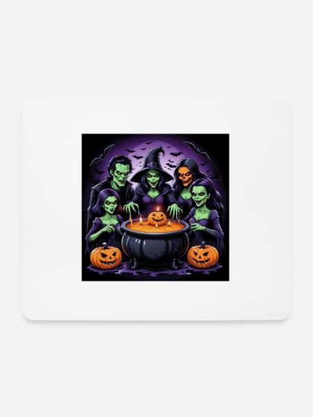 Witches Evening Halloween Pumpkin Cauldron Gift - Mouse Pad (horizontal) - white