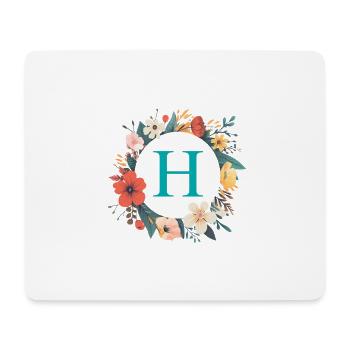 H Monogram, Flower Wreath, Personalizable - Mouse Pad (horizontal) - white - Front
