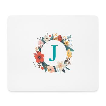 J Monogram, Couronne de fleurs, Personnalisable - Tapis de souris (format paysage) - blanc - Devant