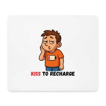 Kiss Me to recharge Me - Tapis de souris (format paysage) - blanc - Devant