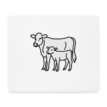 Kuh und Kalb – Minimalistische Linienkunst lineart - Mousepad (Querformat) - Weiß - Vorne