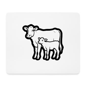 Kuh und Kalb – Zeitloses Linienmotiv; lineart - Mousepad (Querformat) - Weiß - Vorne