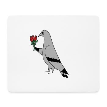 Pigeon with Roses – Illustration urbaine minimaliste - Tapis de souris (format paysage) - blanc - Devant