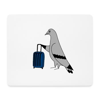 Pigeon with Valise – Illustration urbaine minimaliste - Tapis de souris (format paysage) - blanc - Devant