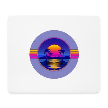 Sunset Neon Palms Circle - Mouse Pad (horizontal) - white - Front