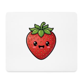 Fraise mignonne - Kawaii aux fruits d’été mignonne - Tapis de souris (format paysage) - blanc - Devant
