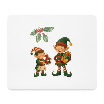 Weihnachtselfen – Festliches Festtagsdesign - Mousepad (Querformat) - Weiß - Vorne