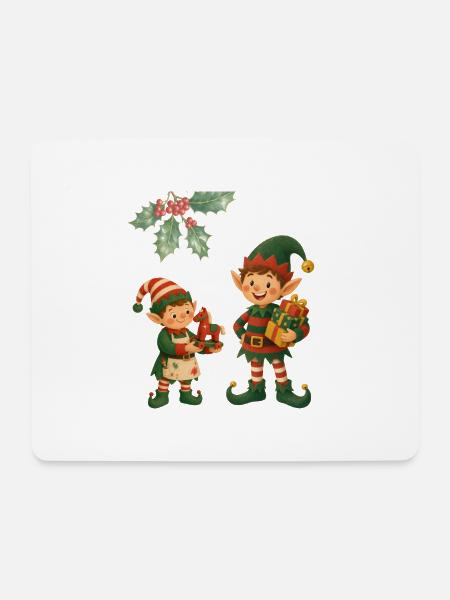 Weihnachtselfen – Festliches Festtagsdesign - Mousepad (Querformat) - Weiß