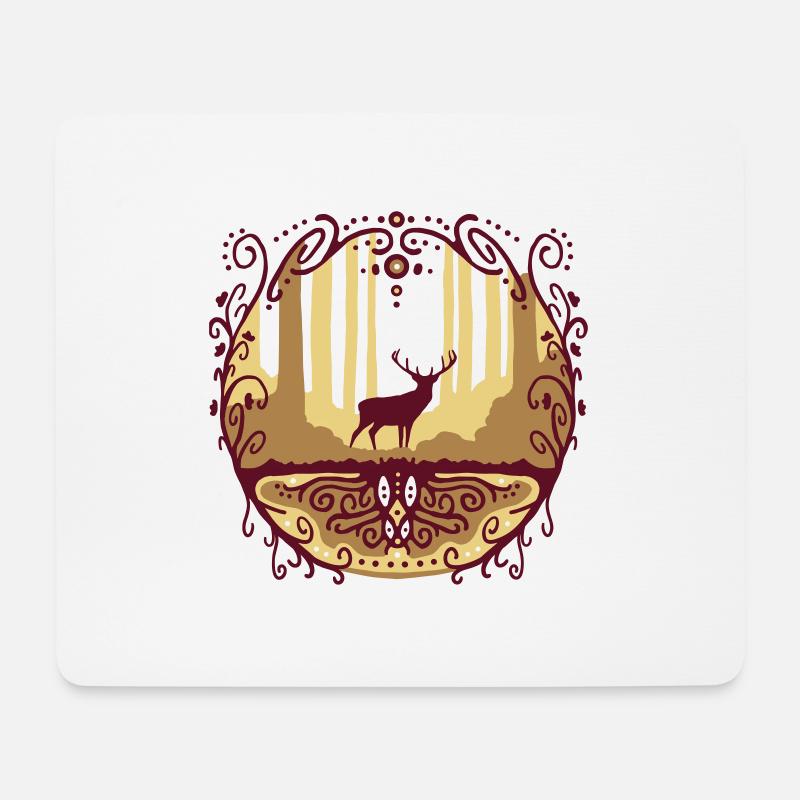 Hirsch im Wald - Mousepad (Querformat) - Weiß