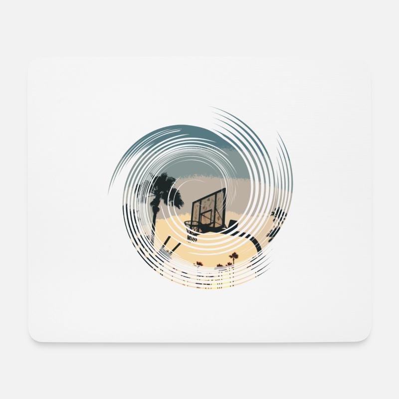 Basketball basket & palm trees - Mouse Pad (horizontal) - white