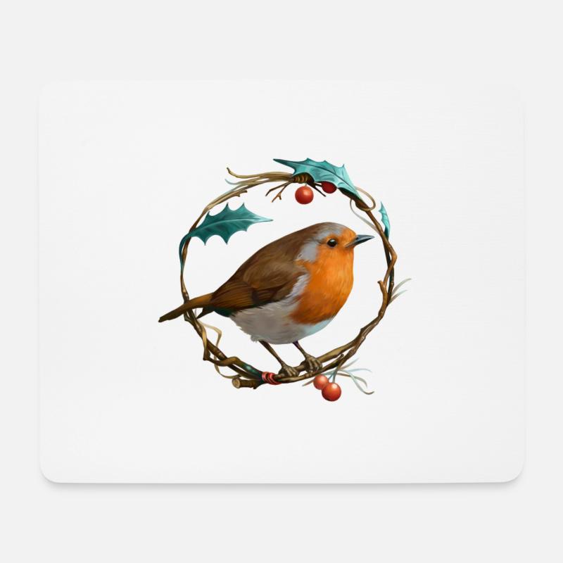 Robin Redbreast - Mousepad (Querformat) - Weiß