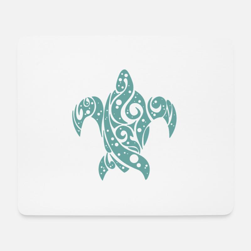 Meeresschildkröten-Symbol, Stammes-Tattoo - Mousepad (Querformat) - Weiß
