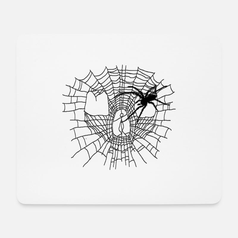 Halloween Spinngewebe in Skull-Form mit Spinne - Mousepad (Querformat) - Weiß