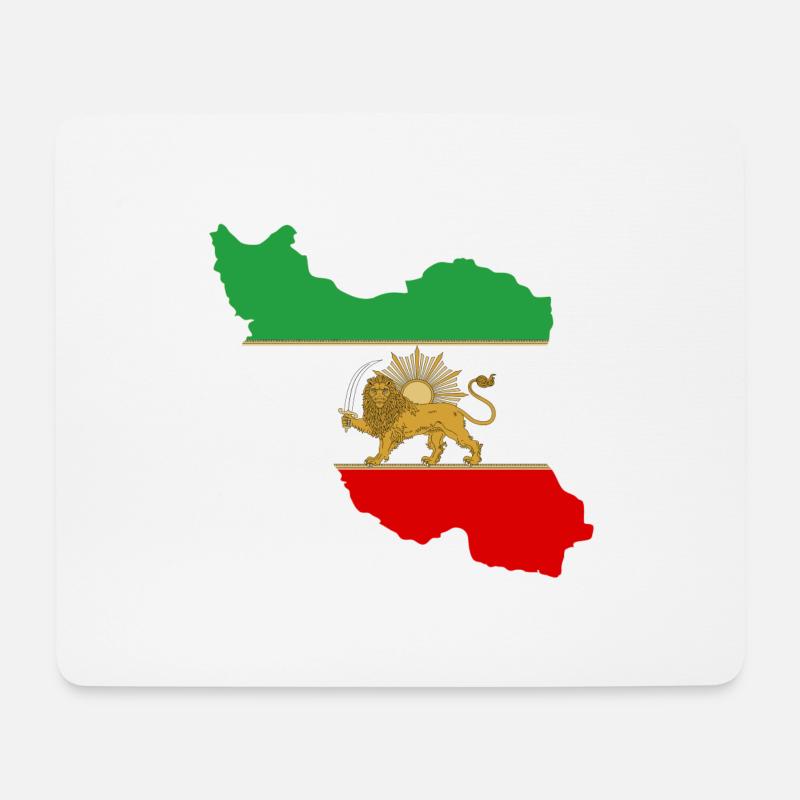 Iranische Flagge Löwe und Sonne - شیر خورشید پرچم - Mousepad (Querformat) - Weiß