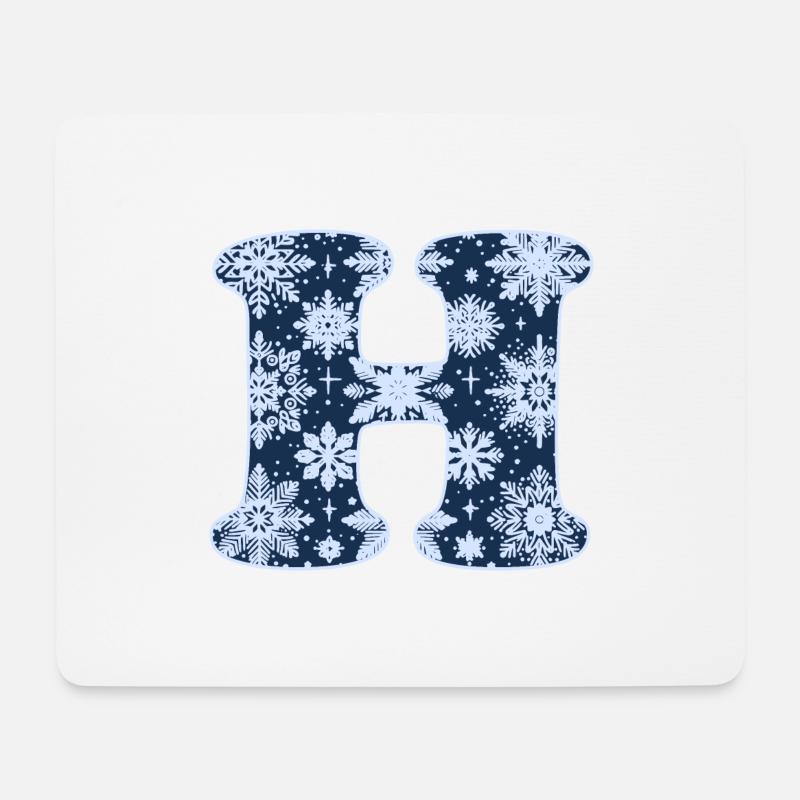 Buchstabe H Schneeflocken - Mousepad (Querformat) - Weiß
