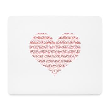 Typography Heart Shape Design Red Text I Love You - Mouse Pad (horizontal) - white - Front