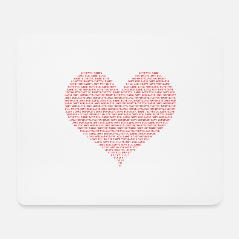 Typography Heart Shape Design Red Text I Love You - Mouse Pad (horizontal) - white