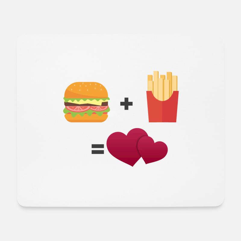 Burger und Pommes - Mousepad (Querformat) - Weiß