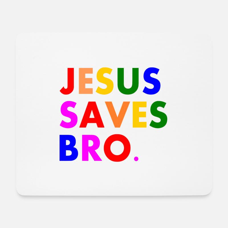 Jesus saves bro - Mousepad (Querformat) - Weiß