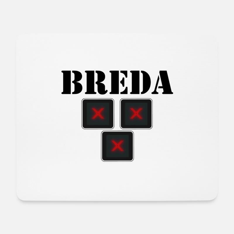 BREDA Text mit roten Straßenkreuzen, breda Noord-Braba - Mousepad (Querformat) - Weiß