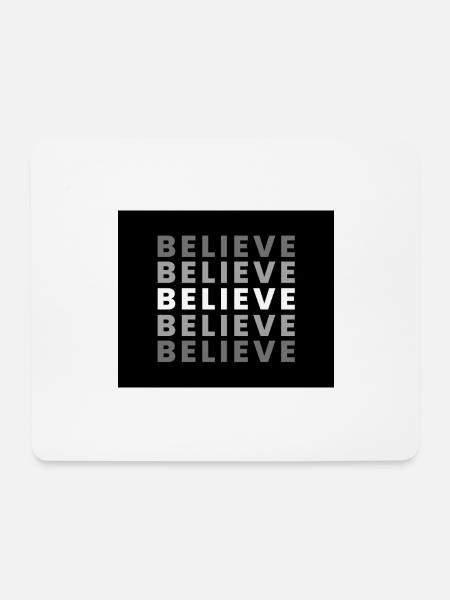 Black White and Grey Simple Believe Hoodie - Mousepad (Querformat) - Weiß