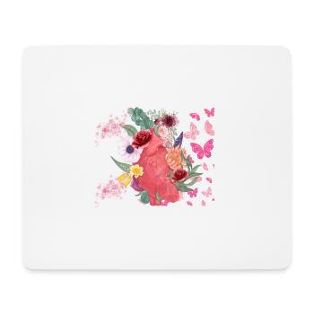 Cœur fleurs et papillons - Tapis de souris (format paysage) - blanc - Devant