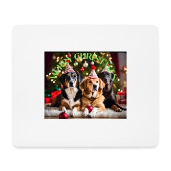 Chiens de Noël - Tapis de souris (format paysage) - blanc - Devant