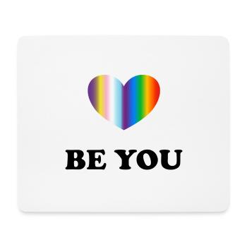 Be You LGBT Inclusive Rainbow Heart Pride Month - Tapis de souris (format paysage) - blanc - Devant