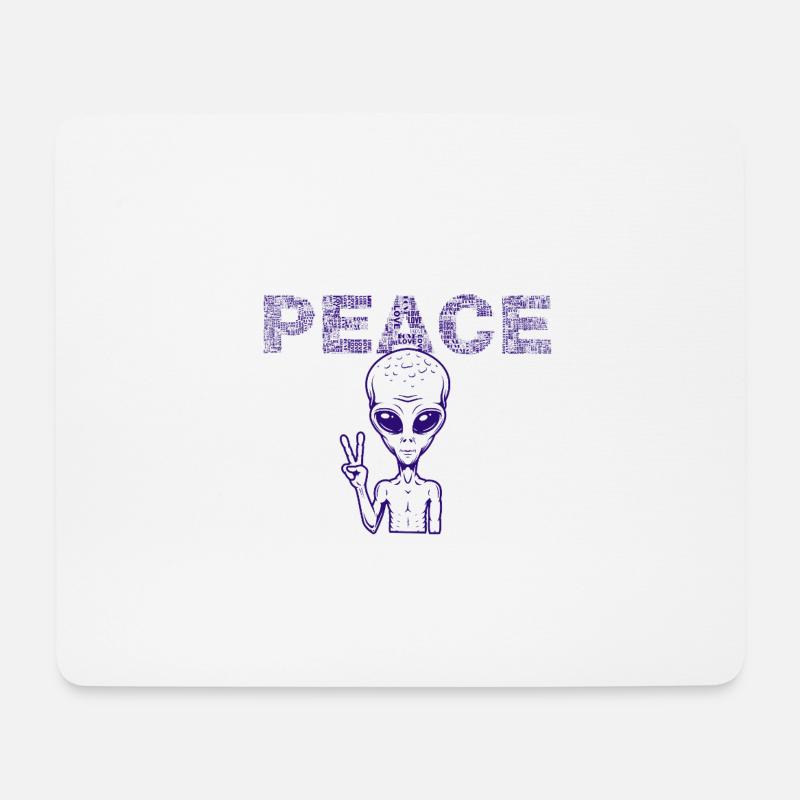 Friedensalien Peacezeichen - Mousepad (Querformat) - Weiß