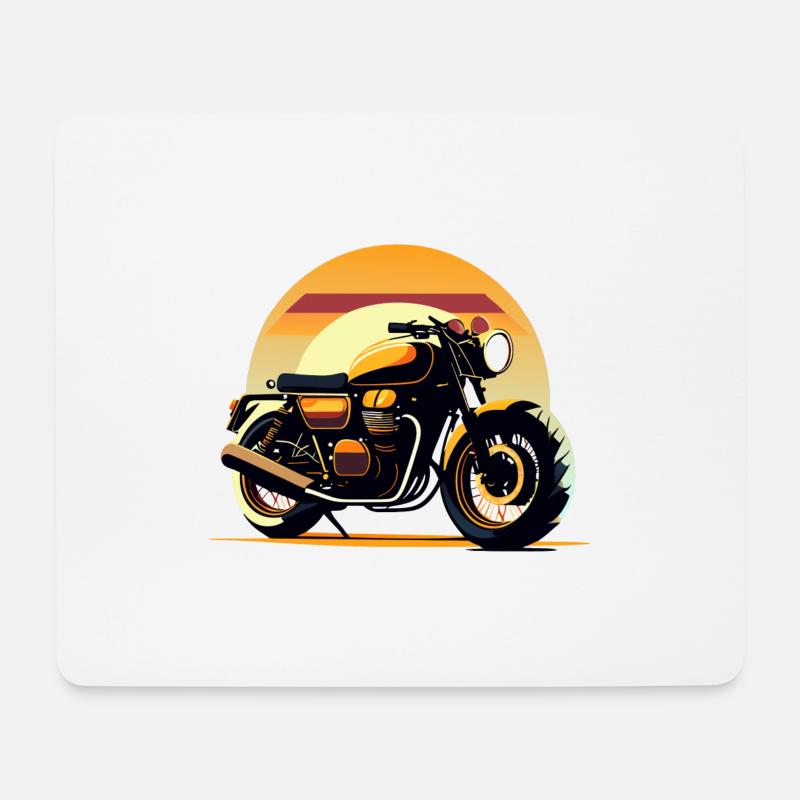 Motorrad im Sonnenuntergang - Mousepad (Querformat) - Weiß