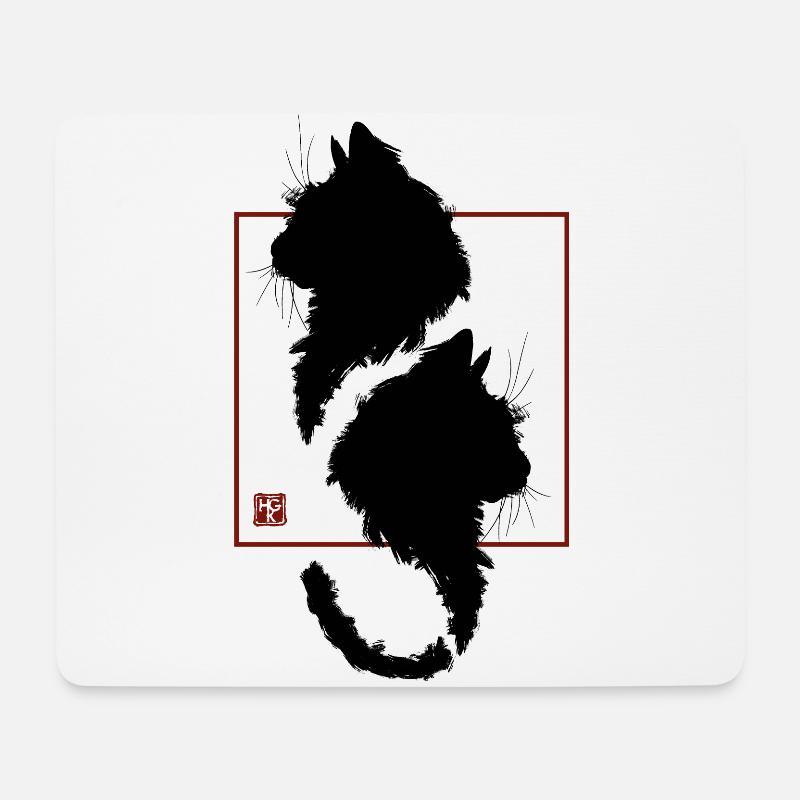 Katze Kätzchen optische Täuschung Japan - Mousepad (Querformat) - Weiß