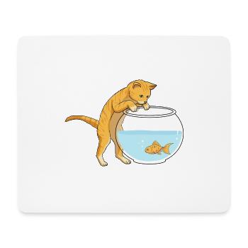 Cat Ginger Fish Bowl - Mouse Pad (horizontal) - white - Front