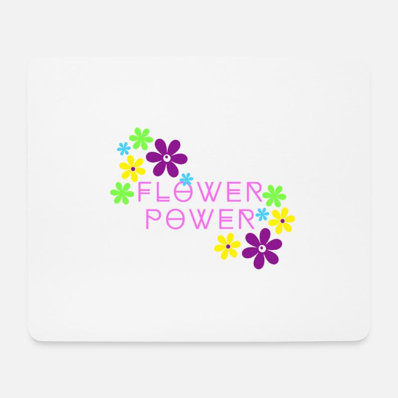 Flower Power rosa - Mousepad (Querformat) - Weiß