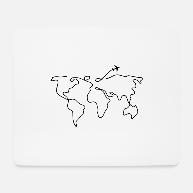 Weltkarte Flugzeug Geschenk Idee - Mousepad (Querformat) - Weiß