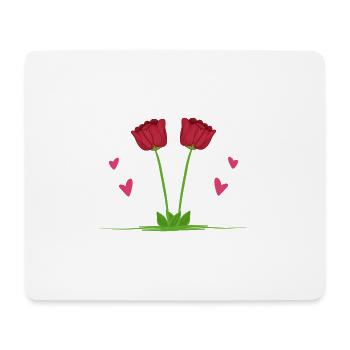 zwei rosen blumen herzen pflanzen - Mousepad (Querformat) - Weiß - Vorne