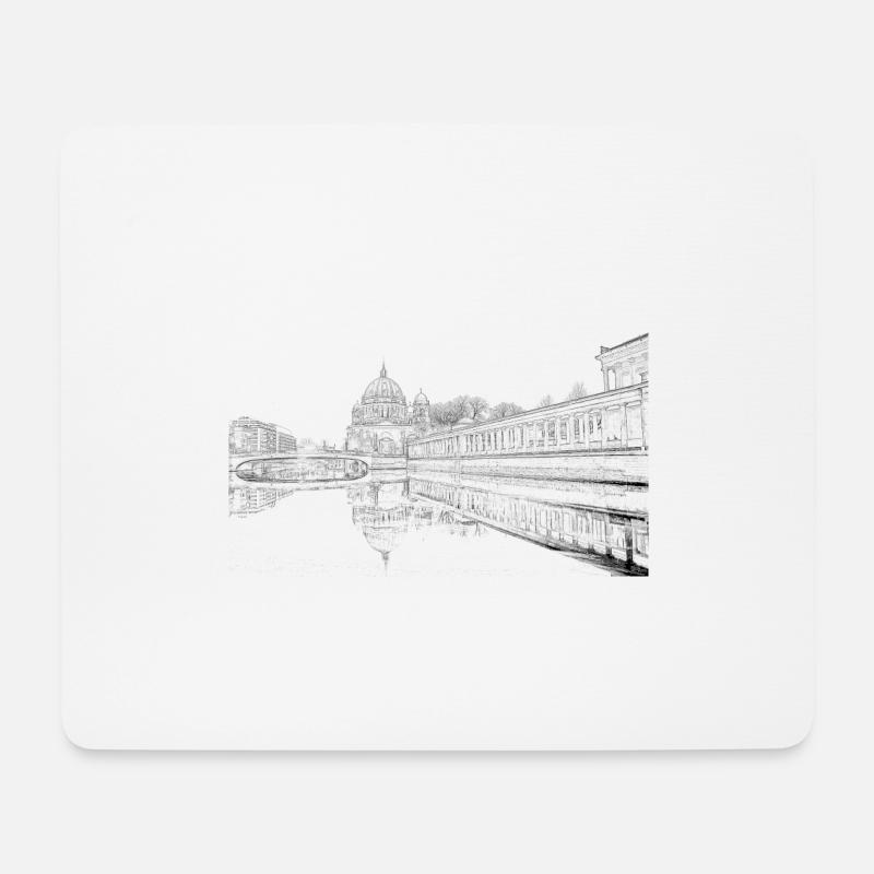 Bruecke Berlin Bleistiftzeichnung - Mousepad (Querformat) - Weiß