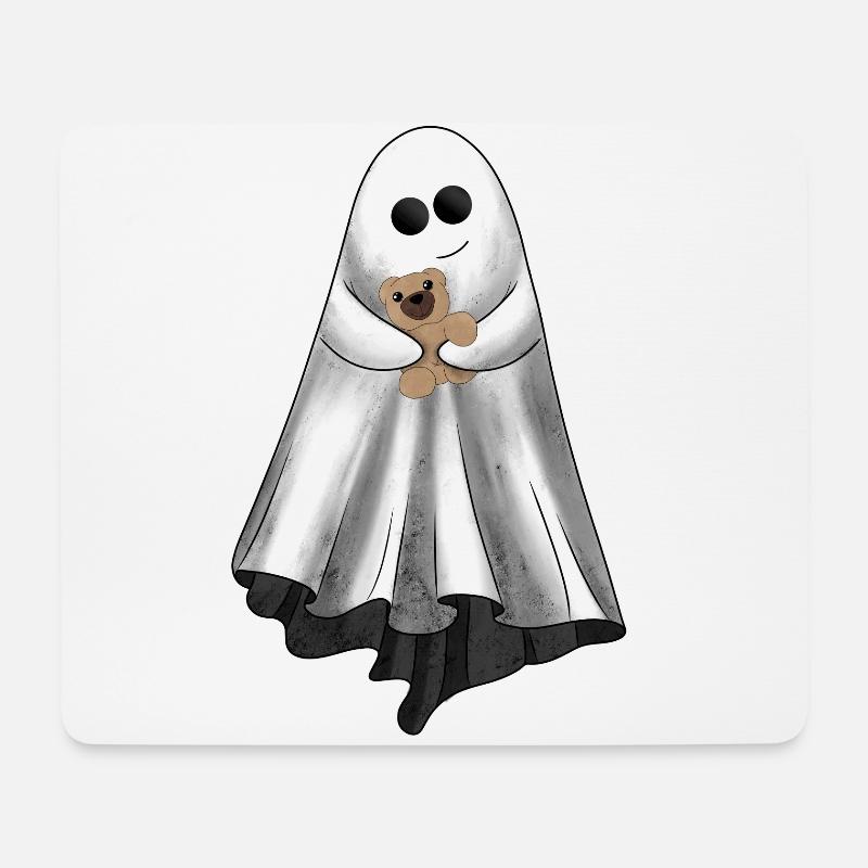 Cute ghost with teddy bear - Mouse Pad (horizontal) - white