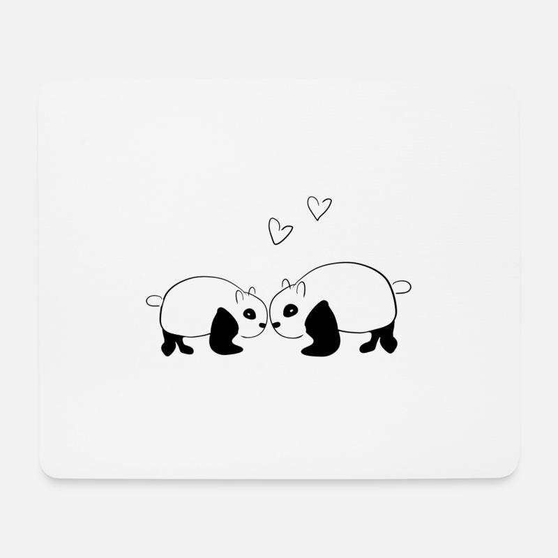 Panda Liebe Liebespaar Tier Tiere - Mousepad (Querformat) - Weiß