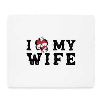 I Heart My Wife at Vintage Tattoo Style - Tapis de souris (format paysage) - blanc - Devant