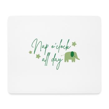 Nap o'clock all day Elefant grün - Mousepad (Querformat) - Weiß - Vorne