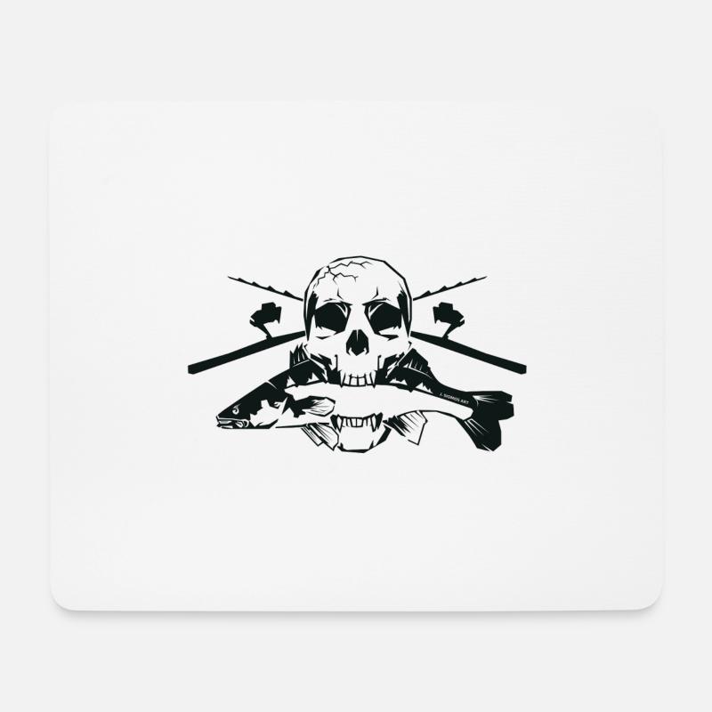 JSA Fishing Skull (R) - Mousepad (Querformat) - Weiß