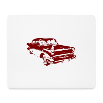 Commerçant vintage - vieille voiture - rouge - Tapis de souris (format paysage) - blanc - Devant